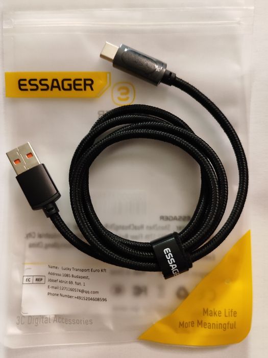 Кабель для зарядки, USB A — USB Type C, 1 метр з дисплеем