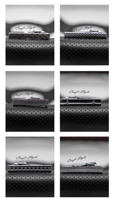 Clip/Mola em Aço para Gravata Quadrados, Losangos (6 Modelos)