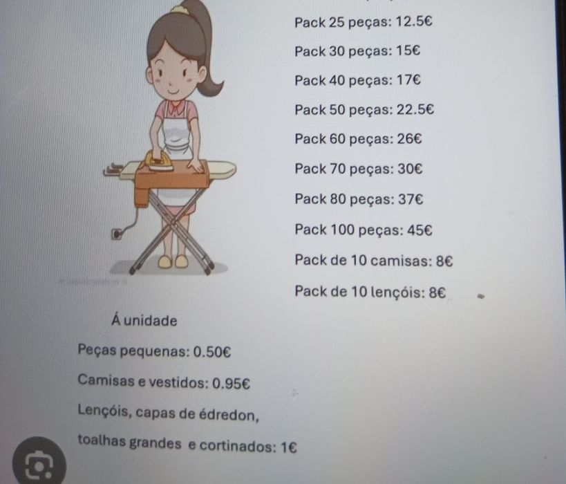 Serviço de passar roupa