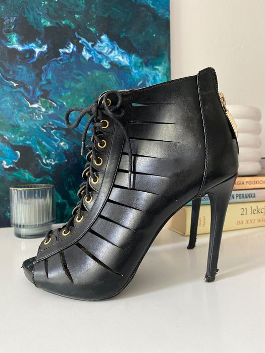 Sandały na szpilce czarne 37 eleganckie