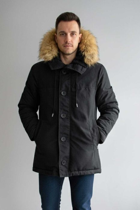 ZARA czarna męska zimowa kurtka z kapturem - S