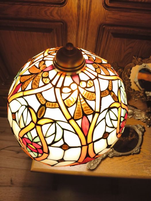 Lampy witrażowa mosiądz brąz