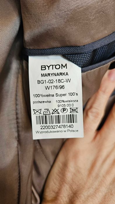 Marynarka BYTOM 176/96 – 100% Wełna Super 100's (Marlane) – Niebieska