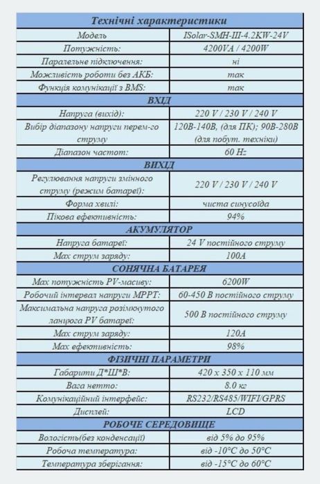 Інвертор 4.2 Квт EASUN з Німеччини! Гібридний 24в инвертор  сінус