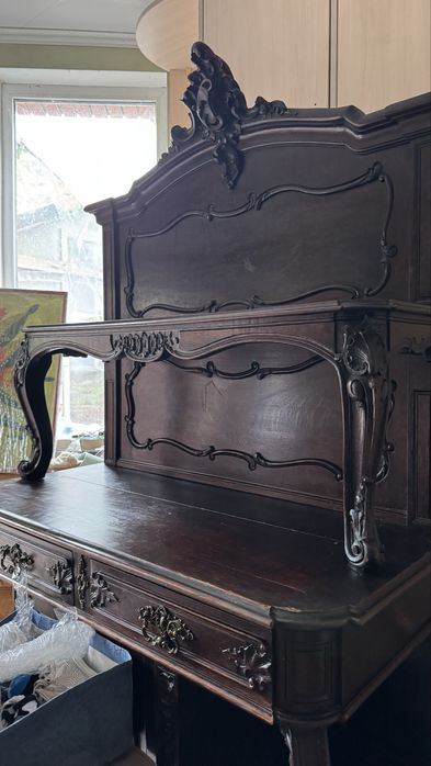 Буфет поставец десертник, антикварный, 120 лет, ручная резьба, Бельгия