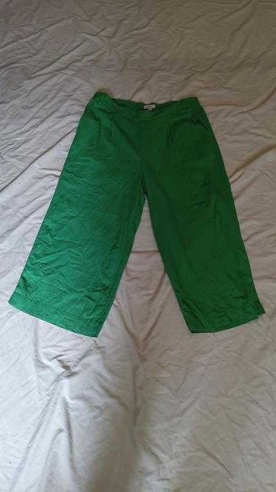 Женские зелёные штаны кюлоты марки m&s лен размер l\xl