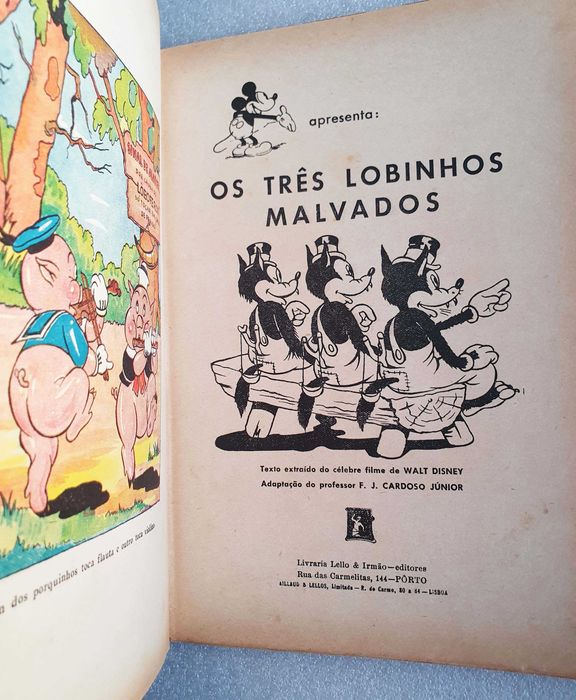 Antigo Álbum "Os 3 Lobinhos Malvados" da Walt Disney ~ Anos 50 ~ RARO
