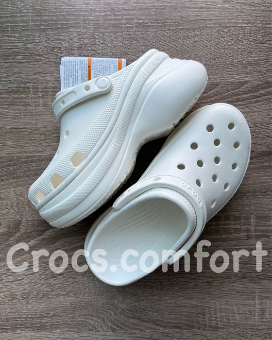 Крокси Бае Білі Жіночі на платформі, Crocs Bae Classic Clog