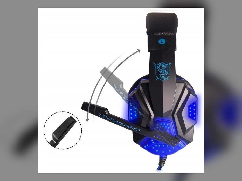 Nowe Słuchawki Gamingowe USB LED Z Mikrofonem Dla Gracza PC Konsola