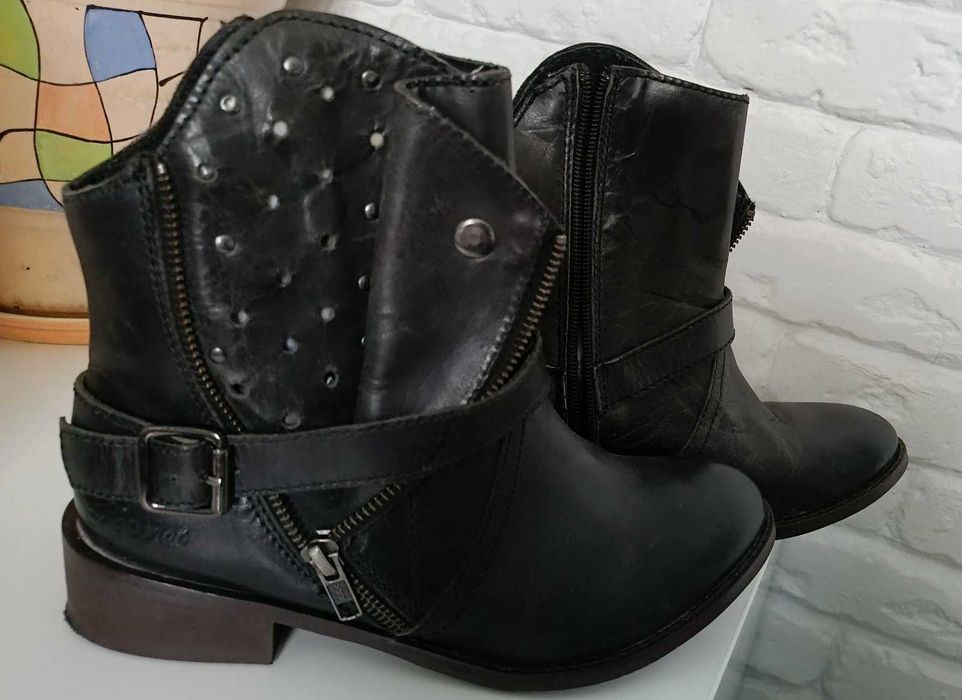 Жіночі напівчоботи черевики шкіряні