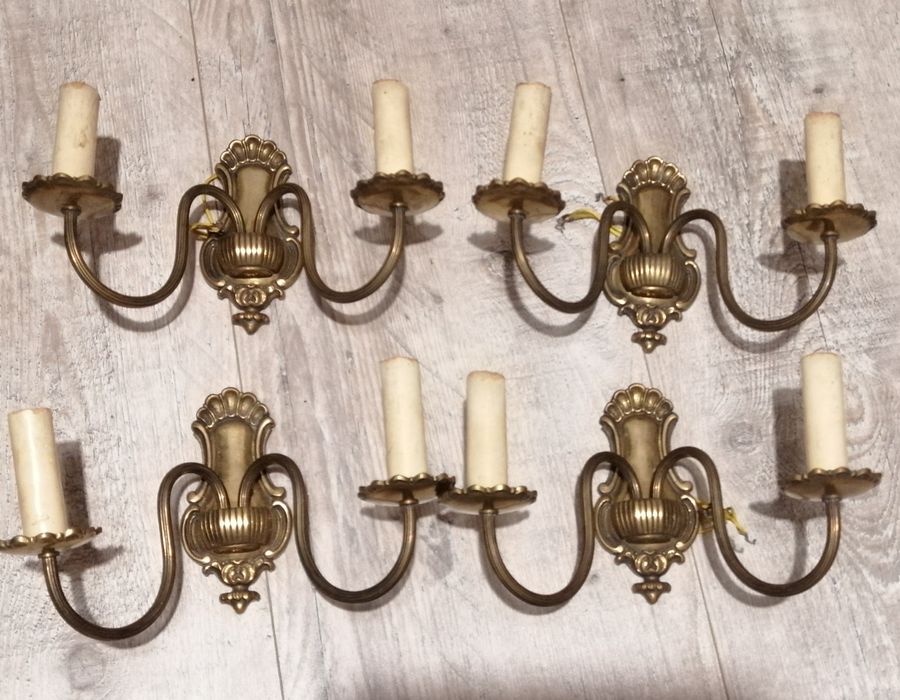 Kinkiety mosiężne, Vintage, 4 szt. vintage
