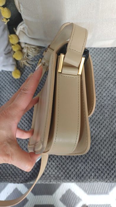 Beżowa skórzana torebka Saint Laurent YSL Solferino Small Satchel