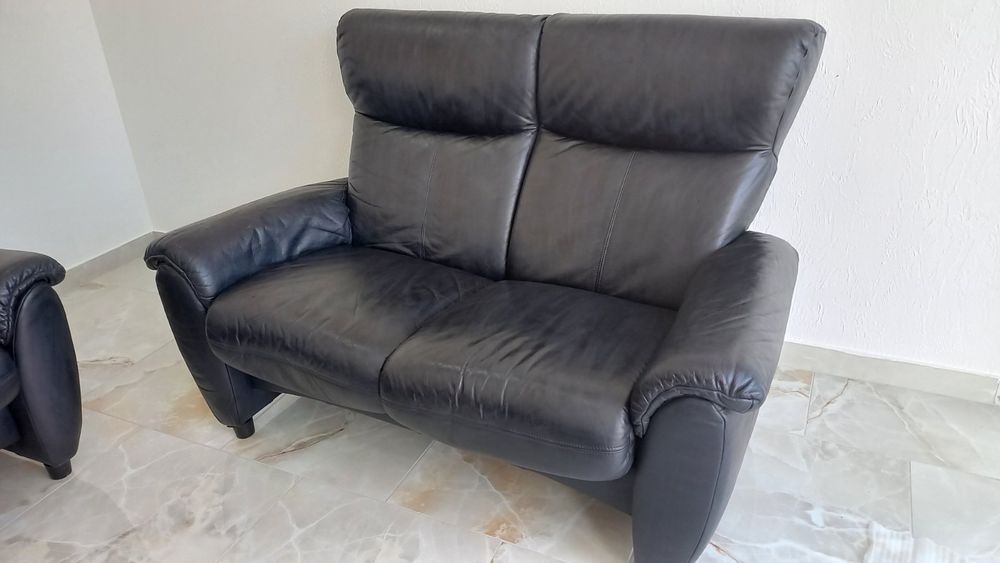 Продається диван, або комплект натуральна шкіра, механічний реклайнер