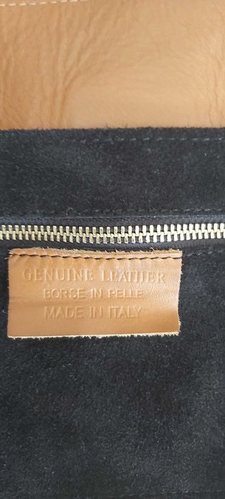 Mala shopper em pele genuína(preto e camel). Marca "Eureka"