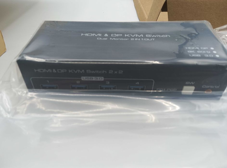 Comutador KVM HDMI DisplayPort 2 Monitores