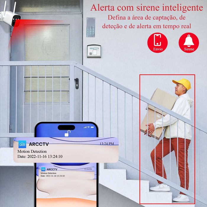 Kit Vigilância 3MP WiFi * Visão Noturna * Áudio e Deteção PIR