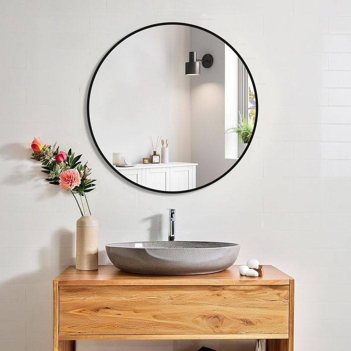 Lustro Okrągłe Czarne Loft ścienne na ścianę wiszące Lusterko Anyhi