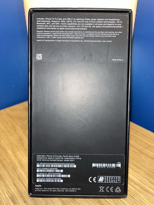 Oryginalne pudełko Apple Iphone 12 Pro Max Pacyficzny błękit 512GB