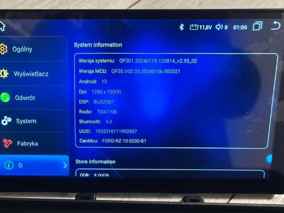 Wypasione Radio Android 13 8GB 128GB SIM Ford S-MAX Galaxy DSP LTE