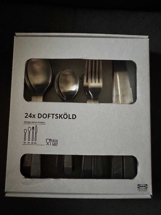 IKEA DOFTSKÖLD komplet sztućców, 24 szt. czarny DOFTSKOLD