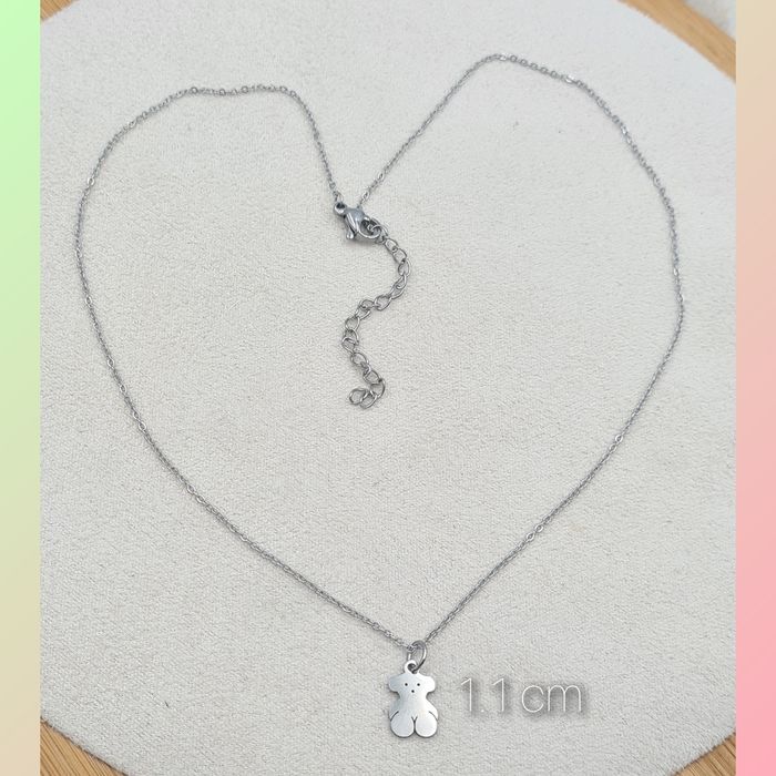 Naszyjnik miś srebrny mały 1 cm delikatny klasyczny stal chirurgiczna