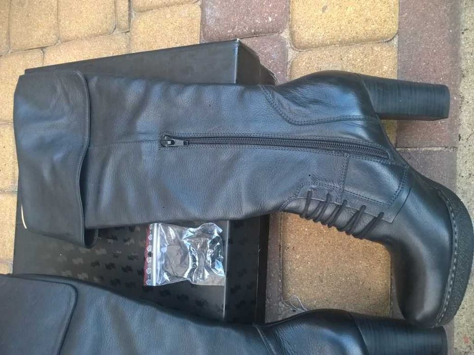 NOWE Buty-Kozaki OFICERKI Wysokie37 Natural skóra100% BRĄZ I-Klasa Gw6