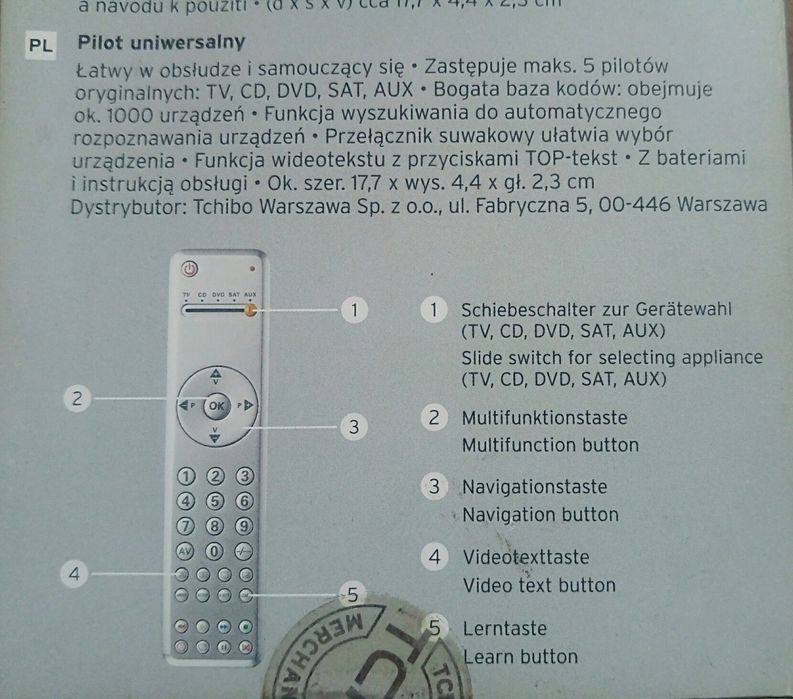 Piloty do telewizorów, DVD, Audio wieże, dekoderów