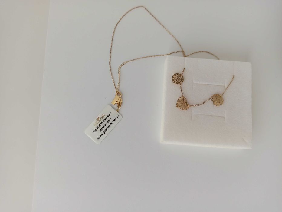 Złoty łańcuszek + 3 zawieszki - NOWY