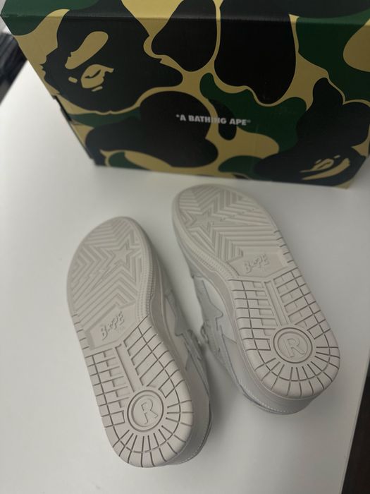 A Bathing Ape Bape Sk8 Sta Triple White Nubuck