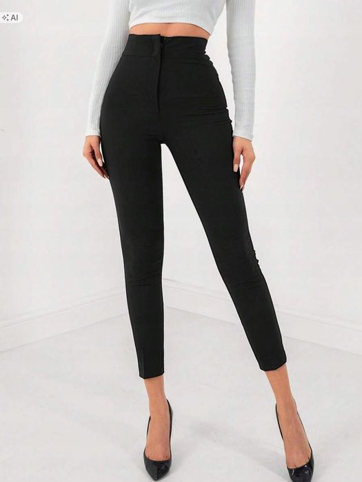 Shein czarne eleganckie cygaretki wysoki stan zaszewki tall m m 1ła