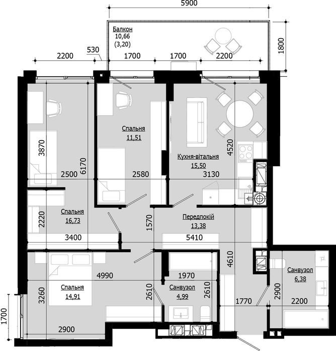 Продаж 3 кім. квартири SOUL PARK вул П. Орлика 86.6 кв.м
