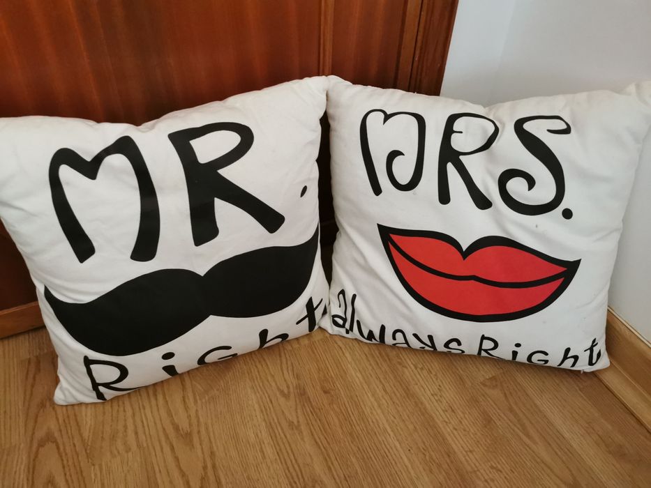 Almofadas Mr Right e Mrs Always Right