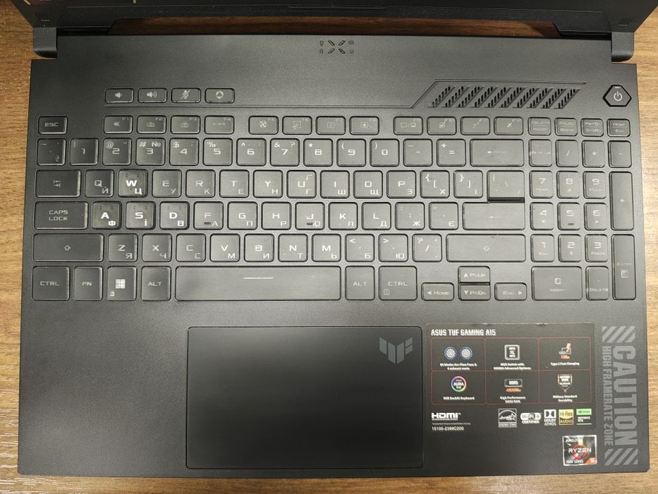 Ігровий ноутбук Asus TUF Gaming FA507NU-LP101 R5-7535HS RTX4050 НЕСПРАВНИЙ ПРОЦЕСОР