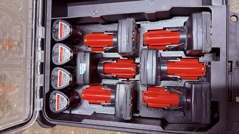 Molde 3d para caixa milwaukee packout para baterias m12 e combo