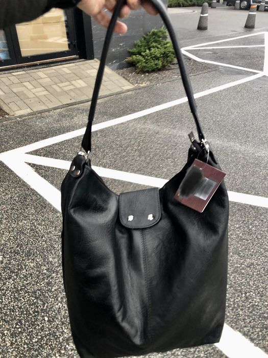 Nowa torba skora naturalna czarna duża A4