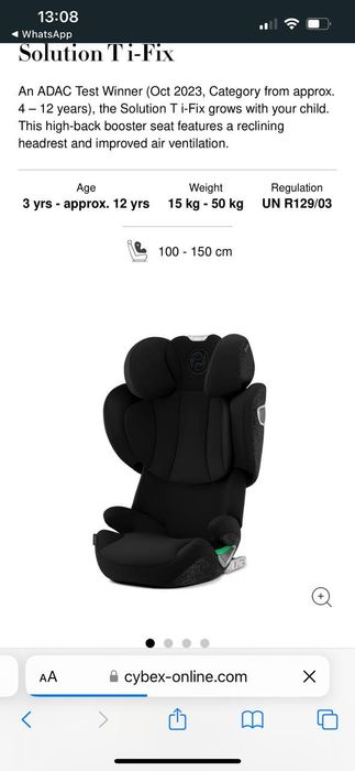 Автокрісло Solution T i-Fix від 4 до 12 років