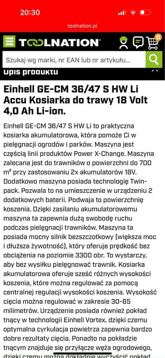 Kosiarka do trawy akumulatorowa Einhell