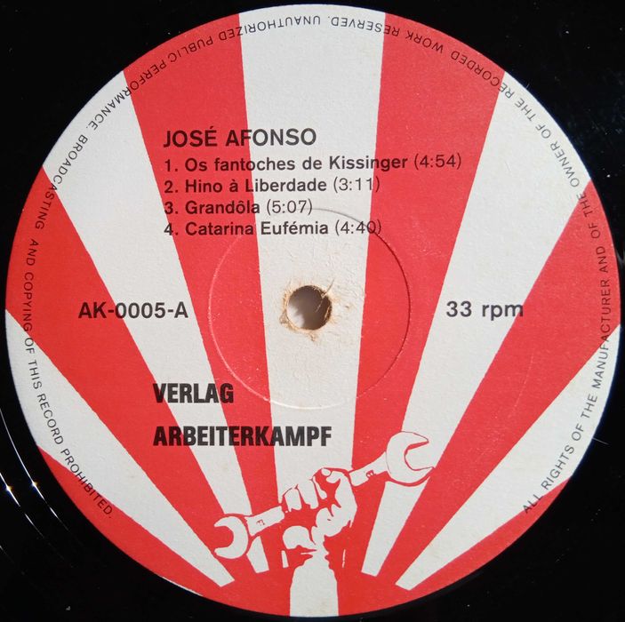 José Afonso, Francisco Fanhais	- - - - -		José Afonso In Hamburg	- 	LP