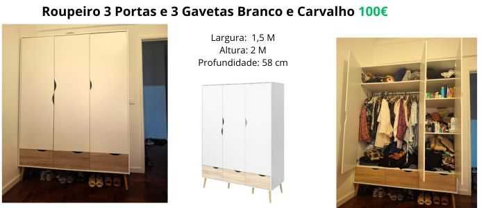 Roupeiro 3 Portas e 3 gavetas