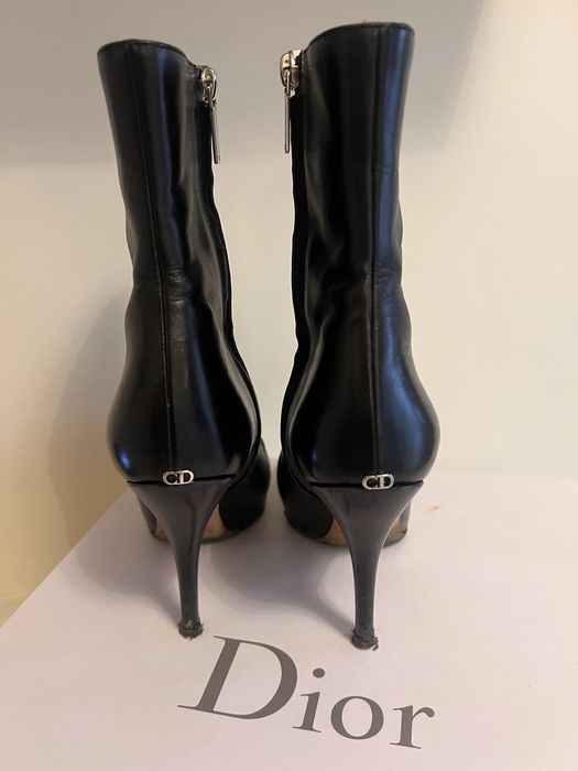 Christian Dior oryg kozaczki skórzane botki czarne na szpilce r.37,5 cm