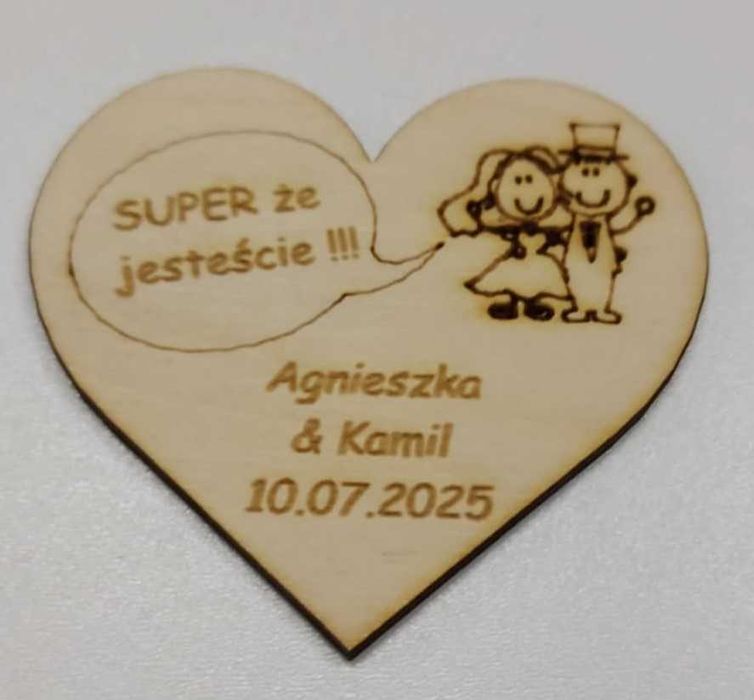 Podziękowanie dla gości weselnych magnes ślub 8x7,4cm imiona data