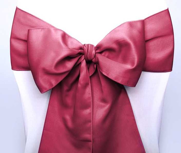 szarfa na krzesła satynowa bordo 100 sztuk ślub wesele