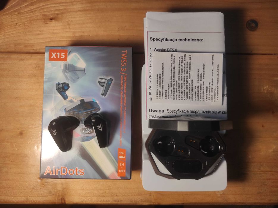 Słuchawki X15 douszne Bluetooth 5.3 Sportowe Dotykowe