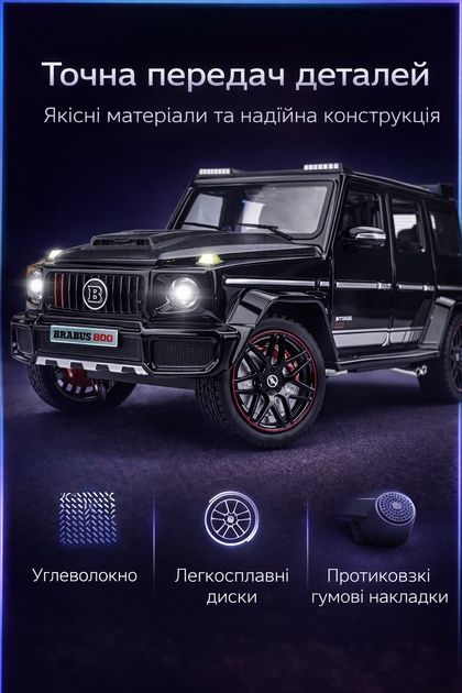 Іграшкова колекційна дитяча модель автомобіль Mercedes G-Class з інерційним механізмом Мерседес Гелік Brabus G700 15 см 1:32