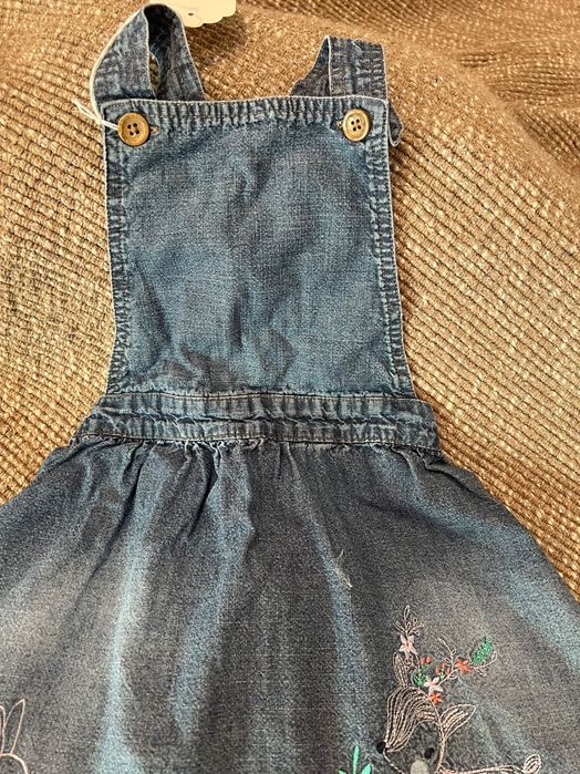 Saia com alças ganga bordado menina baby