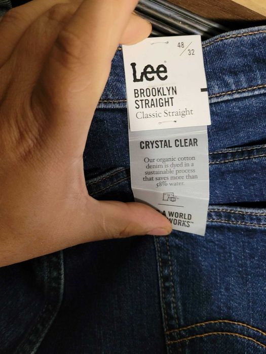 dżinsy Lee Brooklyn Straight W48 L32 granatowe Big Size z metką