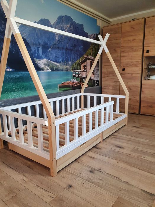 łóżko  domek drewniane