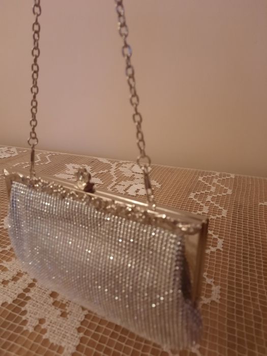 Torebka srebrna z kryształkami + kolczyki gratis