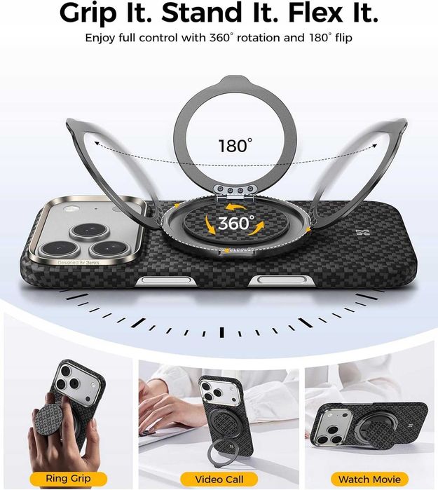 Benks Magnetic Phone Grip Uchwyt Magsafe 360 Kevlar czarny Ring