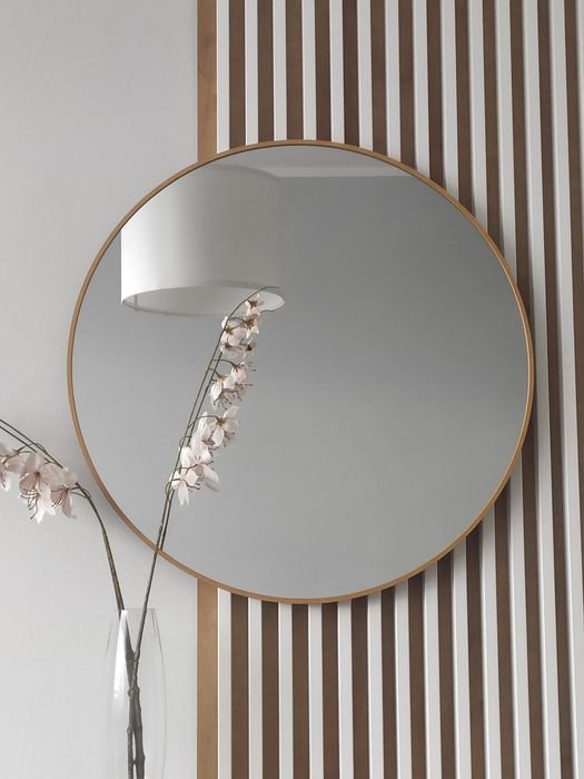 Lustro nowe, średnica 45 cm, rama kolor dębu